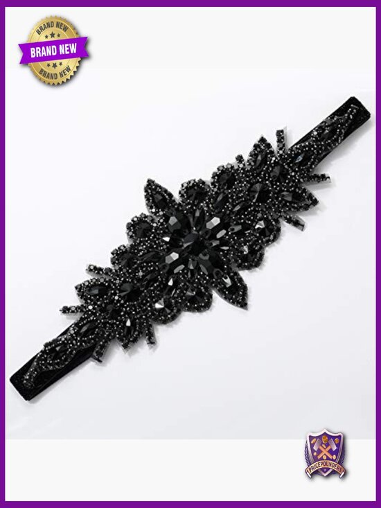 Vintage Rhinestone Flapper Headband Elastic 1920s Gatsby Hair Accessory